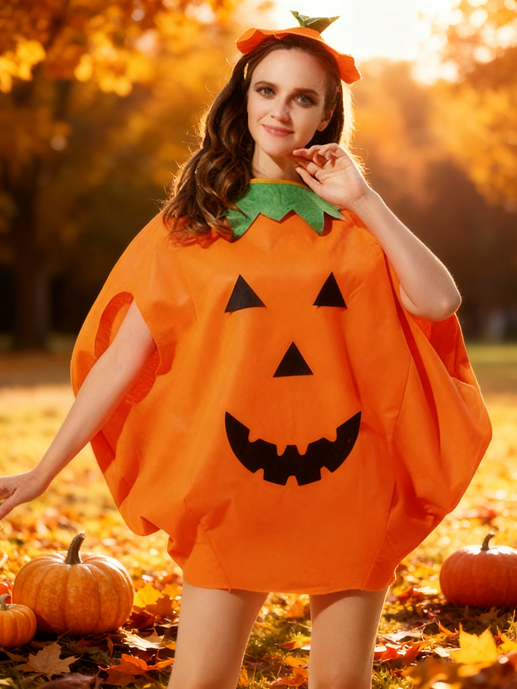 Traje de Calabaza de Fieltro para Mujer