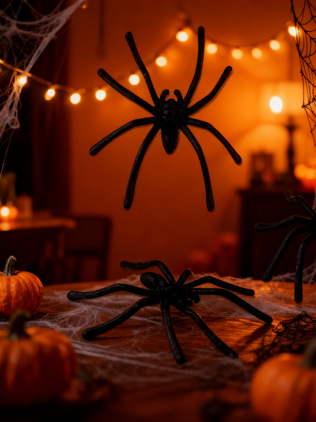 Decoración 10 Piezas Arañas Negras Halloween