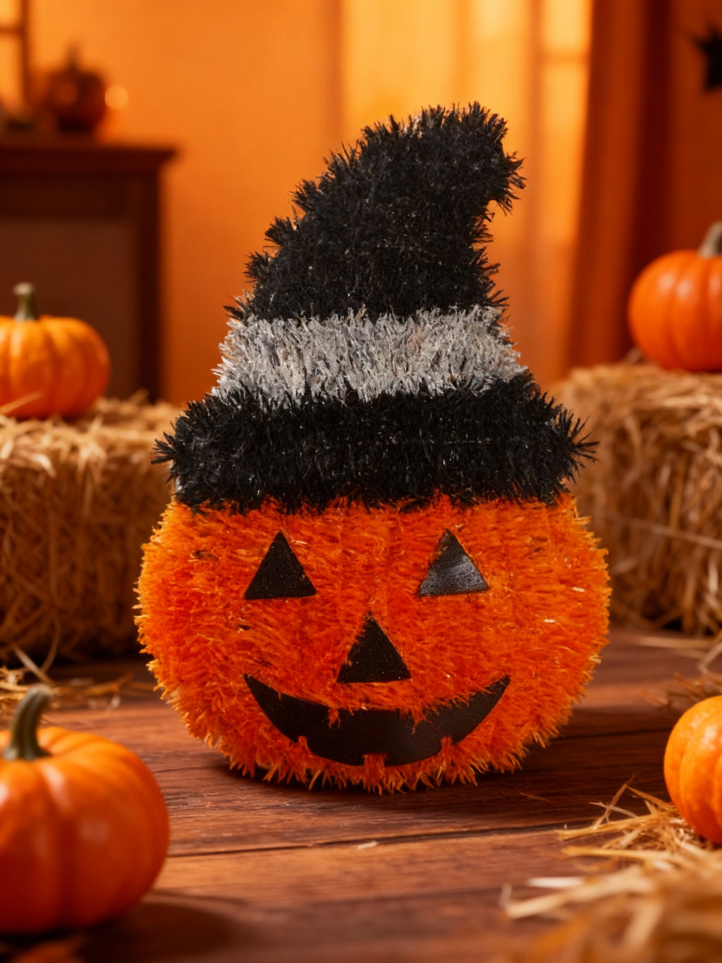 Calabaza Colgante Plana de Halloween con Sombrero 1pc