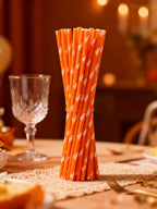 Pajillas Halloween Naranjas con Fantasmas 25pc