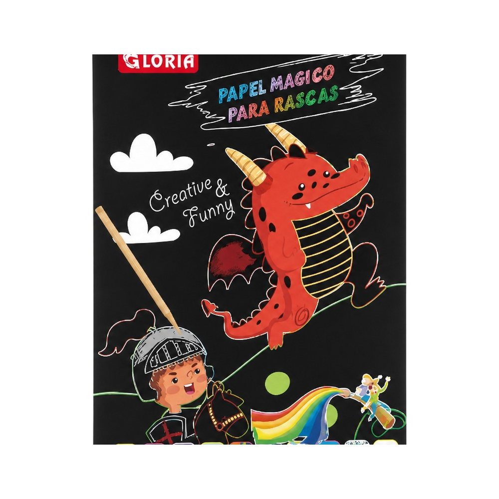 A5 Gloria Scratch Art Notebook | Stick Included | Creative Art for Kids & Family