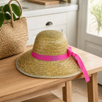 Sombrero de Paja con Ribete Rosa