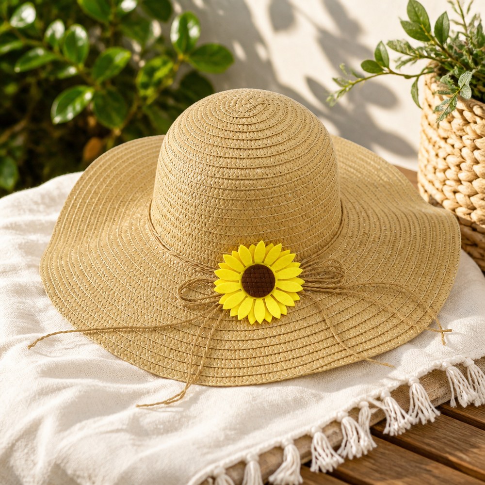 Sombrero de Paja con Flor de Girasol