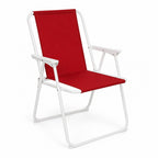 Silla plegable roja y blanca