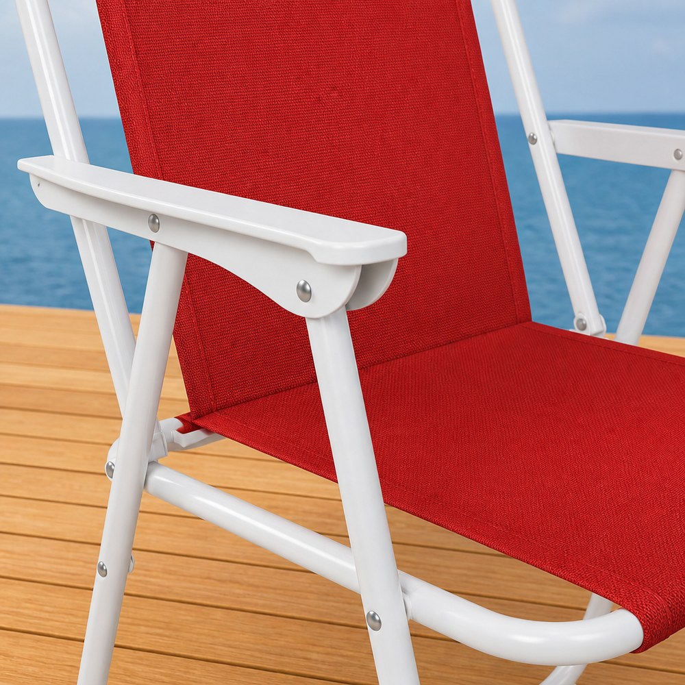Silla plegable roja y blanca