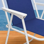 Silla plegable azul y blanca