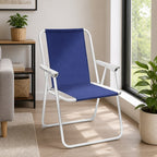 Silla plegable azul y blanca