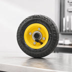 Inflatable wheel with ball bearings and metal spokes