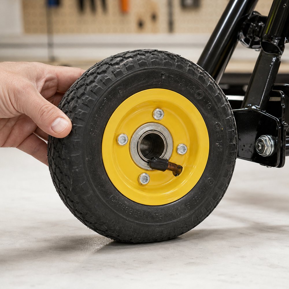 Inflatable wheel with ball bearings and metal spokes