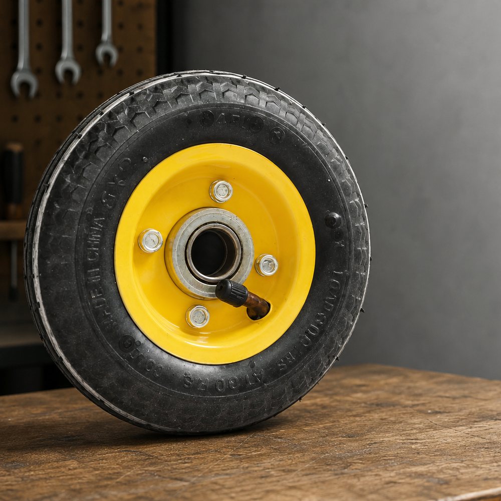 Inflatable wheel with ball bearings and metal spokes