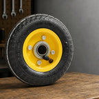 Inflatable wheel with ball bearings and metal spokes