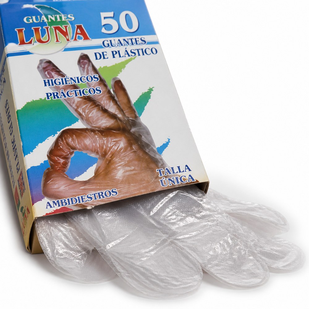 Guantes desechables de plástico x50