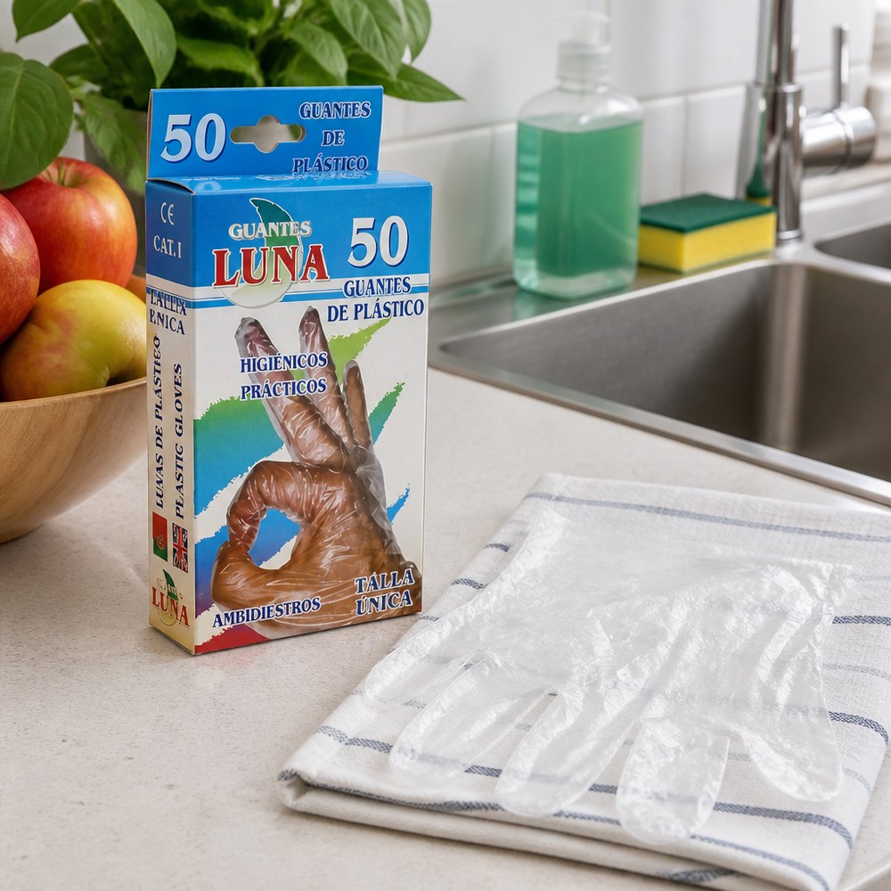 Guantes desechables de plástico x50