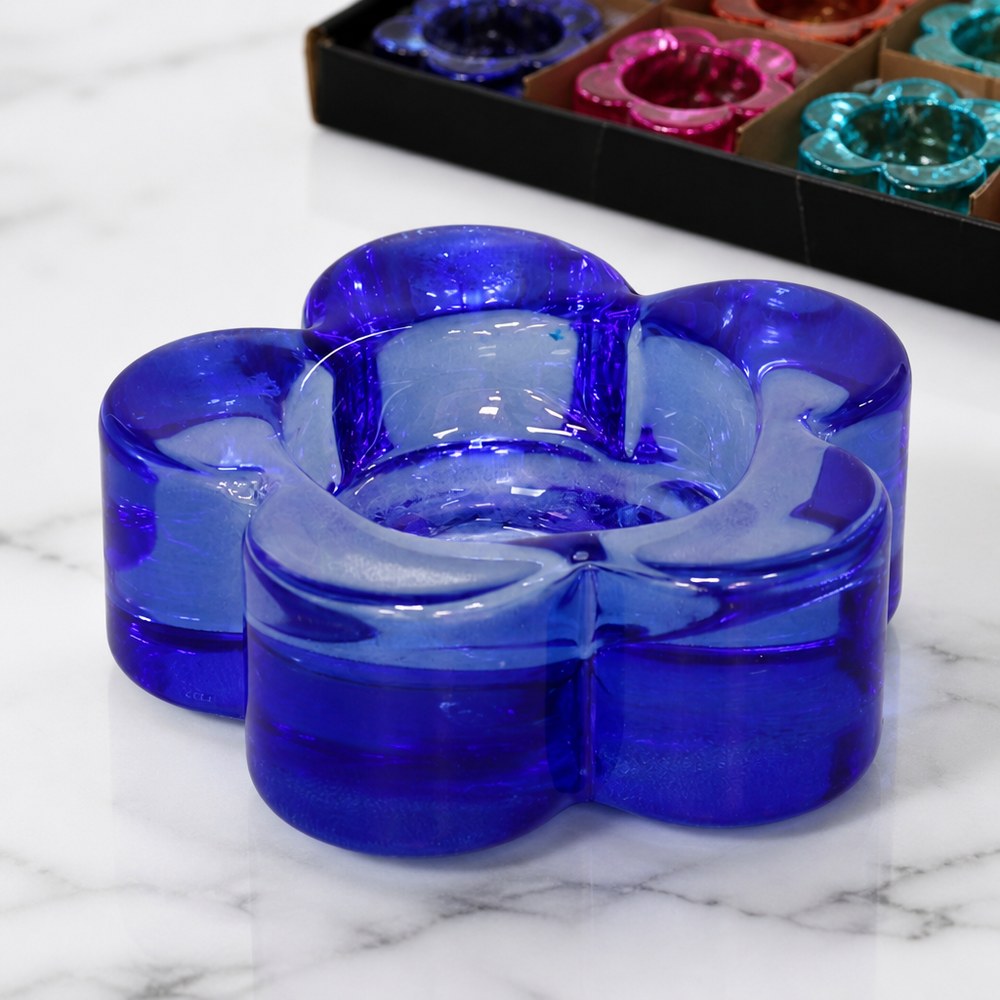 Blue Glass Candle Holder