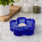 Blue Glass Candle Holder