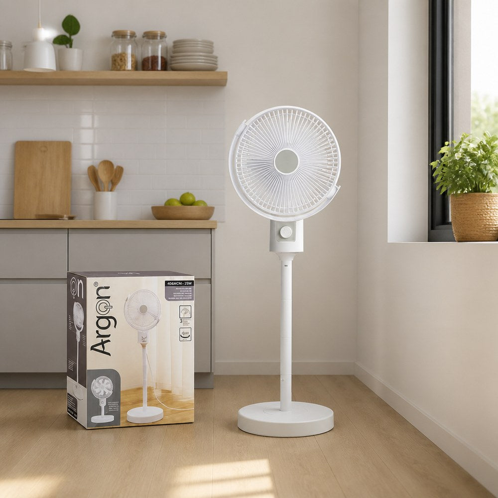 White pedestal fan