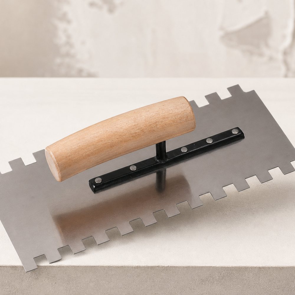 Stainless steel double-notched trowel